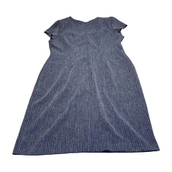Connected Apparel Shift Dress Women's Medium Blue Polyester Stretch Back Zip - Picture 2 of 8